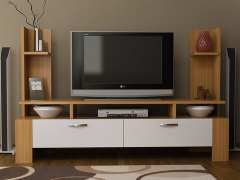 Comoda TV ETTORE, Gauge Concept, 120x30x90 cm, PAL, tec/alb