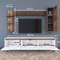 Comoda TV cu 2 rafturi de perete si cabinet M20 - 814, Wren, 180 x 35 x 48.6 cm/90 cm/133 cm, white/walnut