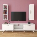 Comoda TV cu raft de perete si cabinet M10 - 249, Wren, 180 x 35 x 48.6 cm/90 cm, white