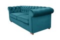 Canapea extensibila Oxford Chesterfield, 88x216x75 cm, 3 locuri, Azur