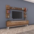 Comoda TV cu 3 rafturi de perete M23 - 832, Wren, 180 x 35 x 48.6 cm/90 cm/133 cm, walnut/white