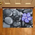 Covoras de intrare Flower on stones, Casberg, 38x58 cm, poliester, gri/mov