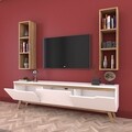 Comoda TV cu 2 rafturi de perete M6 - 384, Wren, 180 x 35 x 48.6 cm/90 cm, white/walnut