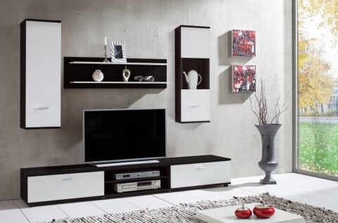 Mobilier pentru Living  Asti I, Bedora, 1 x Polita, 1 x Comoda, 2 x Dulapuri  suspendate