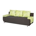 Canapea Extensibila Roma Dark Chocolate Jasmine Flower 205x90x86 cm + lada de depozitare, maro/verde