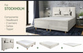 Pat matrimonial, Stockholm, Classic E, 140x200 cm, saltea tip Pocket, topper memory, Bej