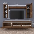 Comoda TV cu 2 rafturi de perete si cabinet M9 - 829, Wren, 180 x 35 x 48.6 cm/90 cm/133 cm, walnut/white