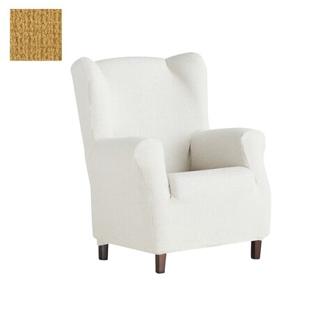 Husa fotoliu elastica bi-stretch, Dorian, wing chair, galben C/5