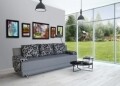 Canapea Extensibila Roma Grey Black Flower 205x90x86 cm + lada de depozitare