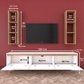 Comoda TV cu 2 rafturi de perete M6 - 384, Wren, 180 x 35 x 48.6 cm/90 cm, white/walnut