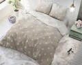 Lenjerie de pat dubla Twinkle Stars Sand, Sleeptime, 3 piese, 200 x 220 cm, cotton blended, crem cu alb