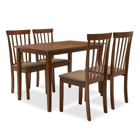 Set dining/bucatarie Nilda Pakoworld, masa cu 4 scaune, 112x72x74 cm, MDF, walnut/maro