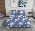 Lenjerie de pat dubla Galaxie, Bedora, 4 piese, 180x200, 100% bumbac, multicolor