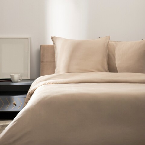 Lenjerie de pat King Size, Defla, Homla, 3 piese, 200x220 cm, bumbac, bej