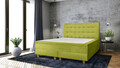 Pat matrimonial, Stockholm, Buttons E, 140x200 cm, saltea tip Pocket, topper memory, Verde