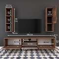 Comoda TV cu raft de perete si cabinet M11 - 252, Wren, 180 x 35 x 48.6 cm/90 cm, walnut