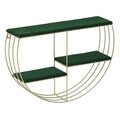 Raft pentru perete InArt, 52 x 12 x 35 cm, fier/catifea, verde/auriu