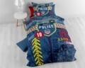 Lenjerie de pat pentru o persoana, Police Man Blue, Royal Textile,  2 piese, 140 x 200 cm, 100% bumbac, multicolora