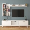 Comoda TV cu 3 rafturi de perete M42 - 312, Wren, 180 x 35 x 48.6 cm/ 90 cm/133 cm, white