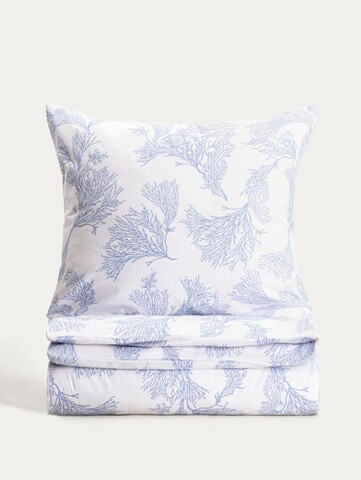 Lenjerie de pat King Size, Coral, Homla, 200x220 cm, 3 piese, bumbac, alb/albastru