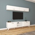 Comoda TV cu 2 rafturi de perete M19 - 267, Wren, 180 x 35 x 48.6 cm/90 cm, white