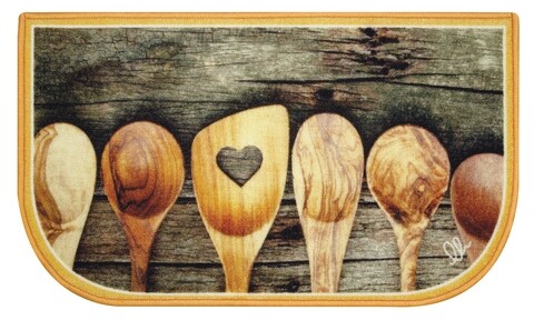 Covor pentru bucatarie, Olivio Tappeti, California Mezzaluna Digital 2, Wood Spoons, 44 x 75 cm, nylon, multicolor