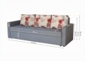 Canapea extensibila Firenze Grey Roses Flower 218x85x85 cm, cu lada de depozitare