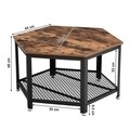 Masuta de cafea Hexagonal, Vasagle, 75 x 75 x 45 cm, fier/PAL, maro rustic