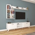Comoda TV cu 3 rafturi de perete M42 - 312, Wren, 180 x 35 x 48.6 cm/ 90 cm/133 cm, white