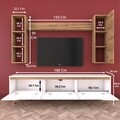 Comoda TV cu 2 rafturi de perete si cabinet M9 - 385, Wren, 180 x 35 x 48.6 cm/90 cm/133 cm, white/walnut