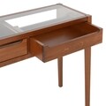 Consola cu 2 sertare, Viola, 110 x 40 x 82 cm, MDF/sticla, maro