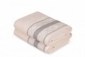 Set 2 prosoape de maini 50x90 cm, 100% bumbac, Soft Kiss, Kurdele Baklava, somon/gri