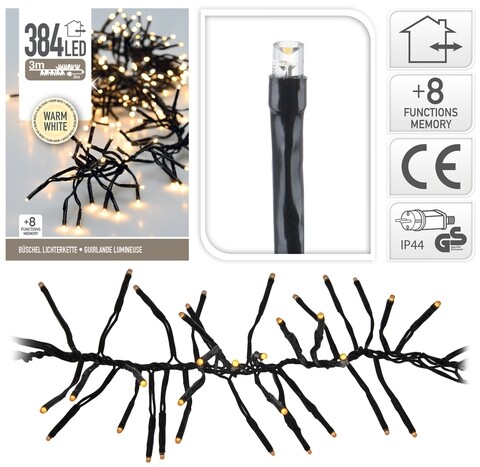 Instalatie de Craciun, 384 LED-uri, 250 cm, lumina calda