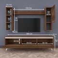 Comoda TV cu 2 rafturi de perete si cabinet M12 - 830, Wren, 180 x 35 x 48.6 cm/90 cm/133 cm, walnut/white