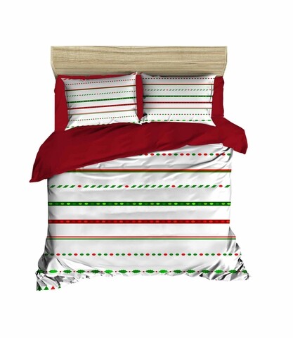 Lenjerie de pat dubla Xmas-458 Pearl Home, 3 piese, 200x220 cm, amestec bumbac, multicolor