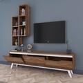 Comoda TV cu 2 rafturi de perete M15 - 839, Wren, 180 x 35 x 48.6 cm/90 cm, walnut/white