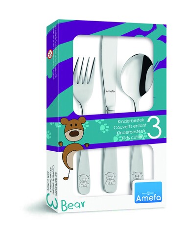 Set tacamuri pentru copii, 3 piese, Amefa, Teddy, inox