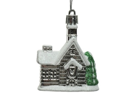 Glob House, Decoris, 2x6x7.5 cm, plastic, argintiu