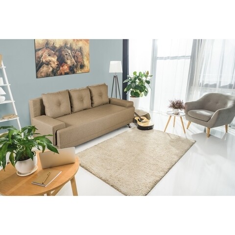 Canapea Extensibila Roma Lux Cappuccino 205x90x86 cm + lada de depozitare