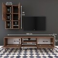 Comoda TV cu 2 cabinete M39 - 305, Wren, 180 x 35 x 48.6 cm/90 cm, walnut