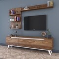 Comoda TV cu 3 rafturi de perete M41 - 849, Wren, 180 x 35 x 48.6 cm/90 cm/133 cm, walnut/white