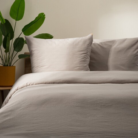 Lenjerie de pat King Size, Gossy, Homla, 3 piese, 200x220 cm, bumbac, gri