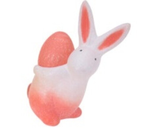 Decoratiune luminoasa Bunny with egg, 7.5x7x15.5 cm, ceramica, portocaliu