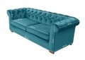 Canapea extensibila Oxford Chesterfield, 88x216x75 cm, 3 locuri, Azur