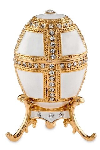 Cutie decorativa Egg, Hermann Bauer, 4x7.5 cm, alb