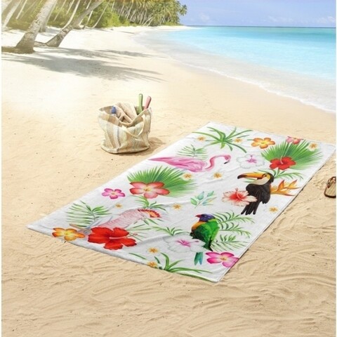 Prosop de plaja, Good Morning, Paradise, 100x180 cm, 100% polivelour, multicolor