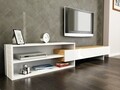Comoda TV NAZ, Gauge Concept, 190x30x41 cm, PAL, tec/alb