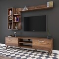 Comoda TV cu 3 rafturi de perete M42 - 311, Wren, 180 x 35 x 48.6 cm/ 90 cm/133 cm, walnut
