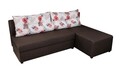 Coltar extensibil reversibil Modena Coffee Roses Flower 206x145x80 cm cu lada de depozitare