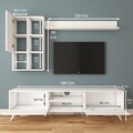 Comoda TV cu 2 rafturi de perete si cabinet M44 - 316, Wren, 180 x 35 x 48.6 cm/90 cm/133 cm, white